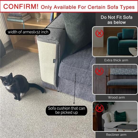 Cat Scratch Furniture Protector from Cat Scratching Couch Arm Sofa Corner - Picture 4 of 7
